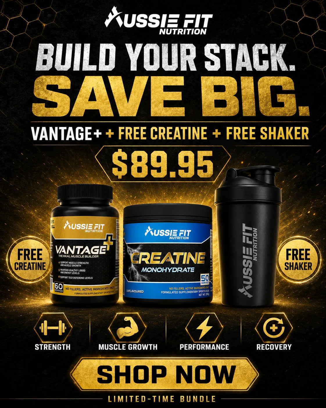 Vantage+ + Free Creatine + Free Shaker - $89.95